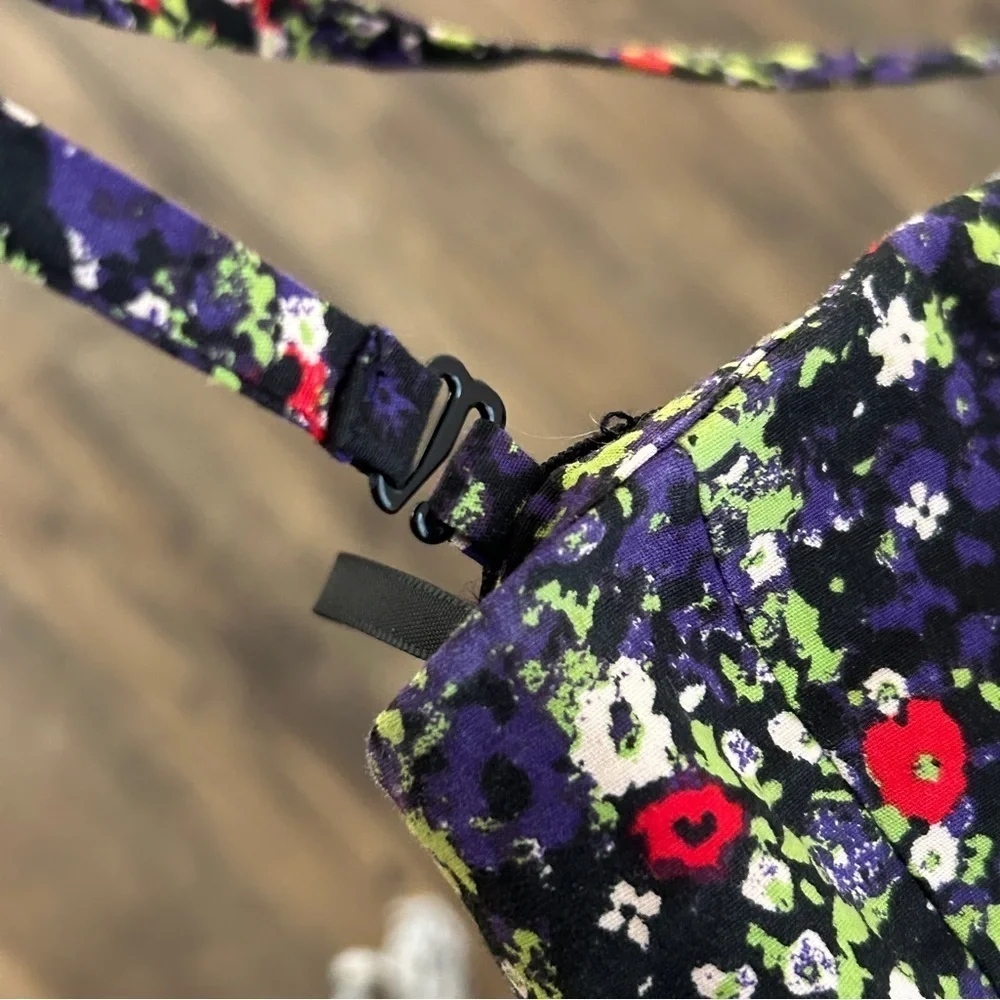 bebe Black Floral Mini Removable Strap/ Strapless Dress M - Picture 12 of 12